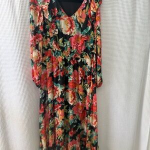 R&K Vibrant Floral Long Sleeve Dress